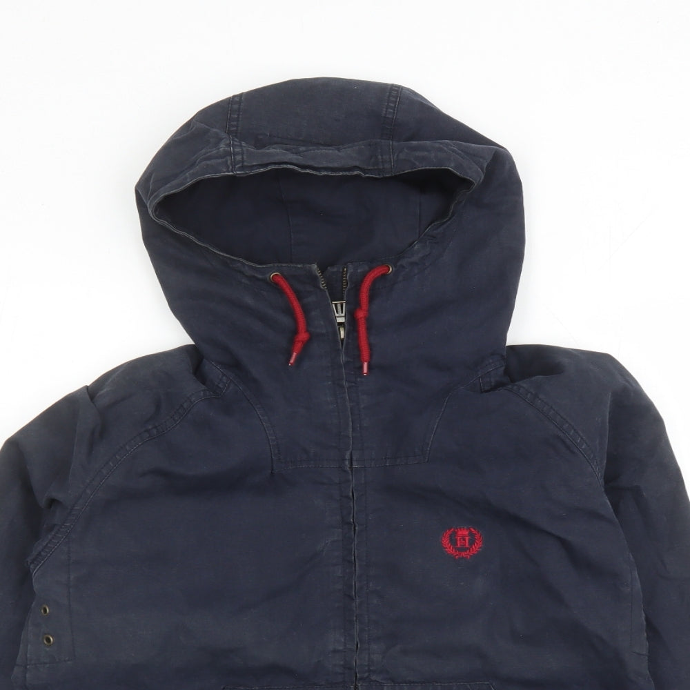 Henri Lloyd Mens Blue Rain Coat Coat Size S Zip - Estimated size S Hooded Pockets