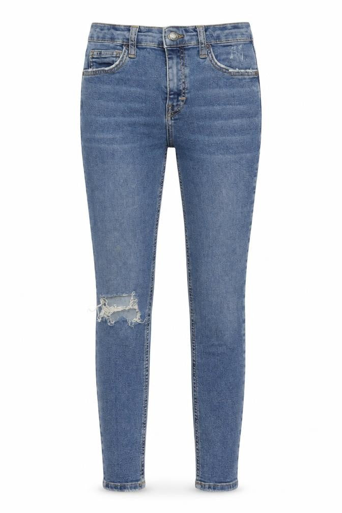 Topshop Womens Blue Cotton Skinny Jeans Size 26 in L25 in Regular Zip - Pockets Short Leg