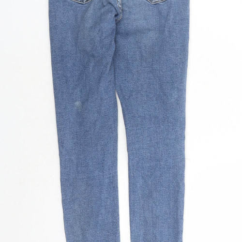 Topshop Womens Blue Cotton Skinny Jeans Size 26 in L25 in Regular Zip - Pockets Short Leg