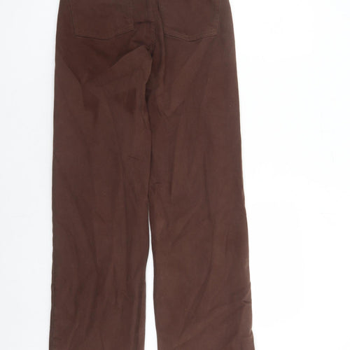 Denim & Co. Womens Brown Cotton Wide-Leg Jeans Size 4 L30 in Regular Zip - Pockets Long Leg