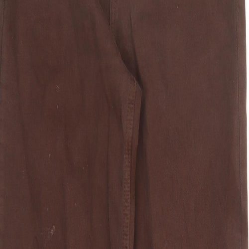 Denim & Co. Womens Brown Cotton Wide-Leg Jeans Size 4 L30 in Regular Zip - Pockets Long Leg