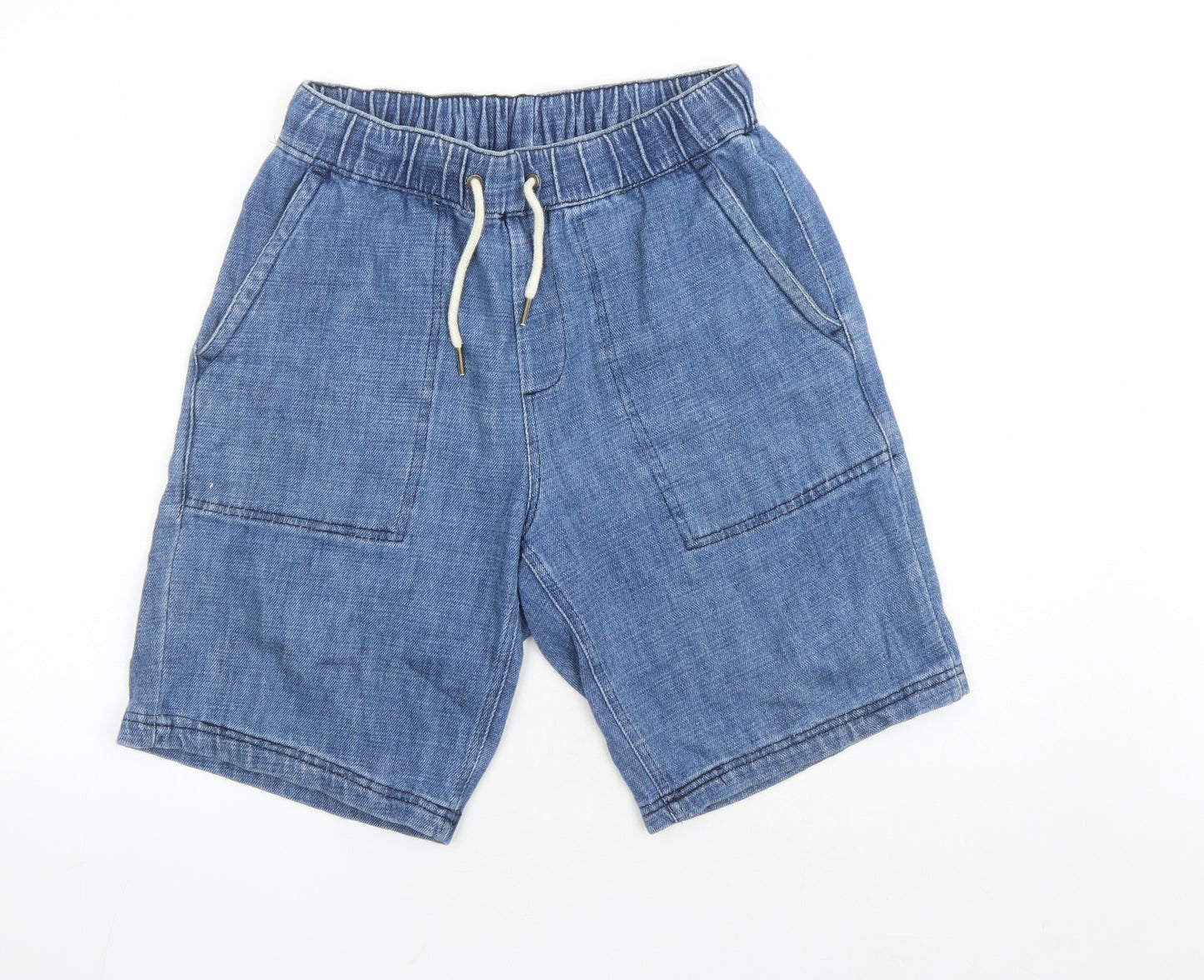 Passenger Mens Blue Cotton Bermuda Shorts Size 32 in L10 in Regular Drawstring - Elasticated Waist Pockets