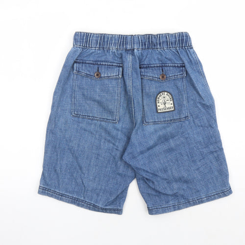 Passenger Mens Blue Cotton Bermuda Shorts Size 32 in L10 in Regular Drawstring - Elasticated Waist Pockets