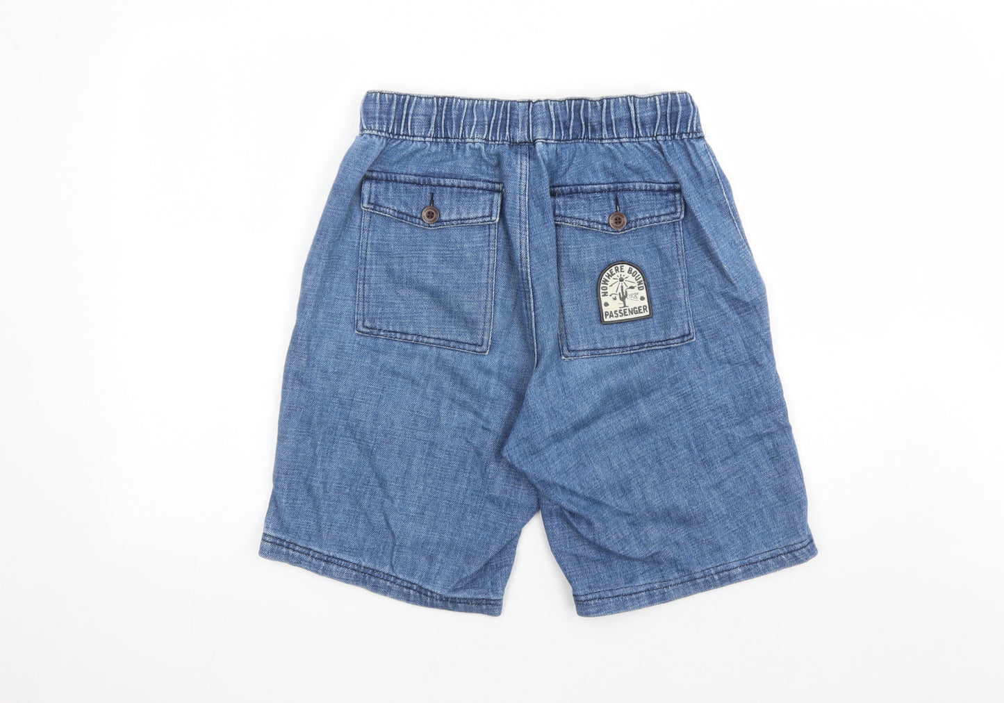 Passenger Mens Blue Cotton Bermuda Shorts Size 32 in L10 in Regular Drawstring - Elasticated Waist Pockets