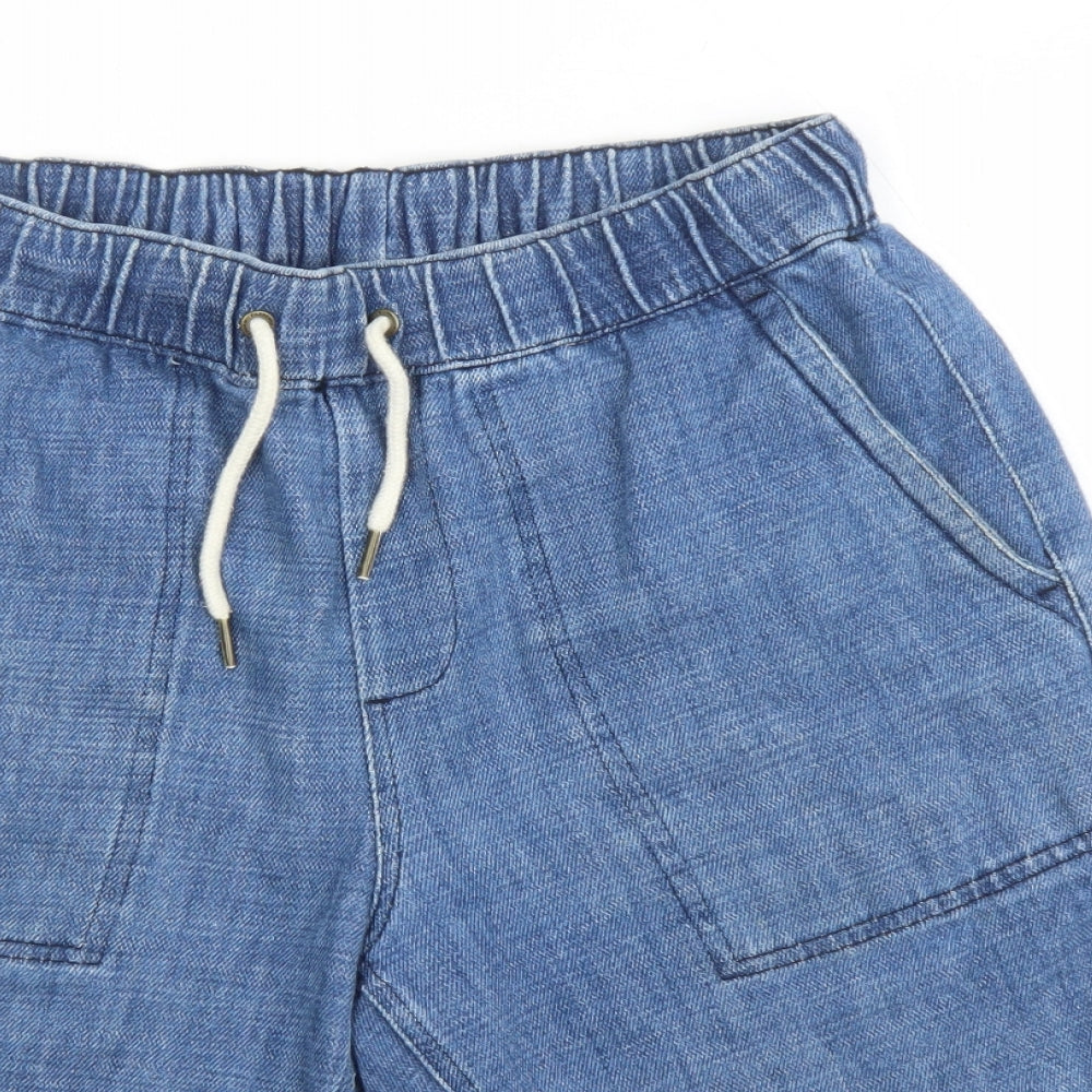 Passenger Mens Blue Cotton Bermuda Shorts Size 32 in L10 in Regular Drawstring - Elasticated Waist Pockets