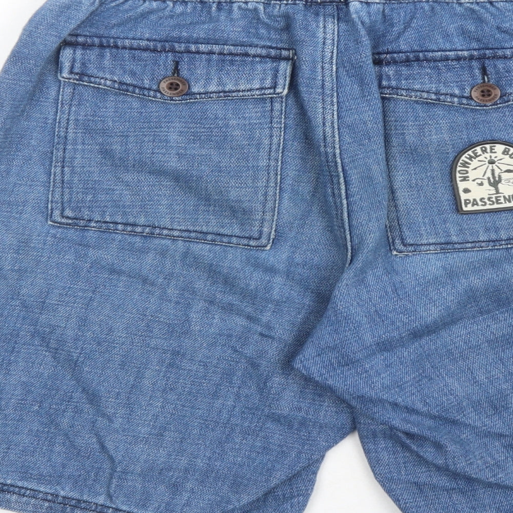 Passenger Mens Blue Cotton Bermuda Shorts Size 32 in L10 in Regular Drawstring - Elasticated Waist Pockets