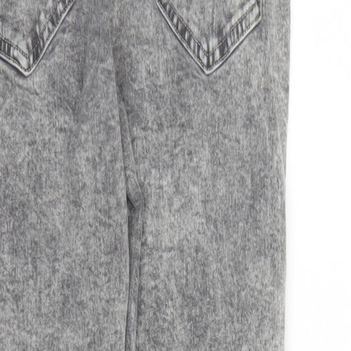 Pull&Bear Womens Grey Cotton Straight Jeans Size 14 L26 in Regular Zip - Raw Hems Pockets