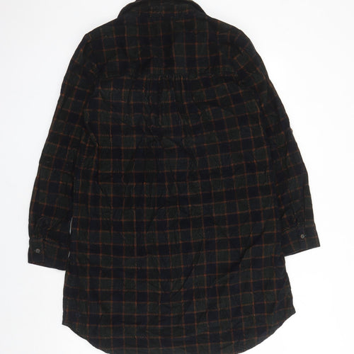 Fat Face Womens Blue Plaid Cotton Shirt Dress Size 12 Collared Button