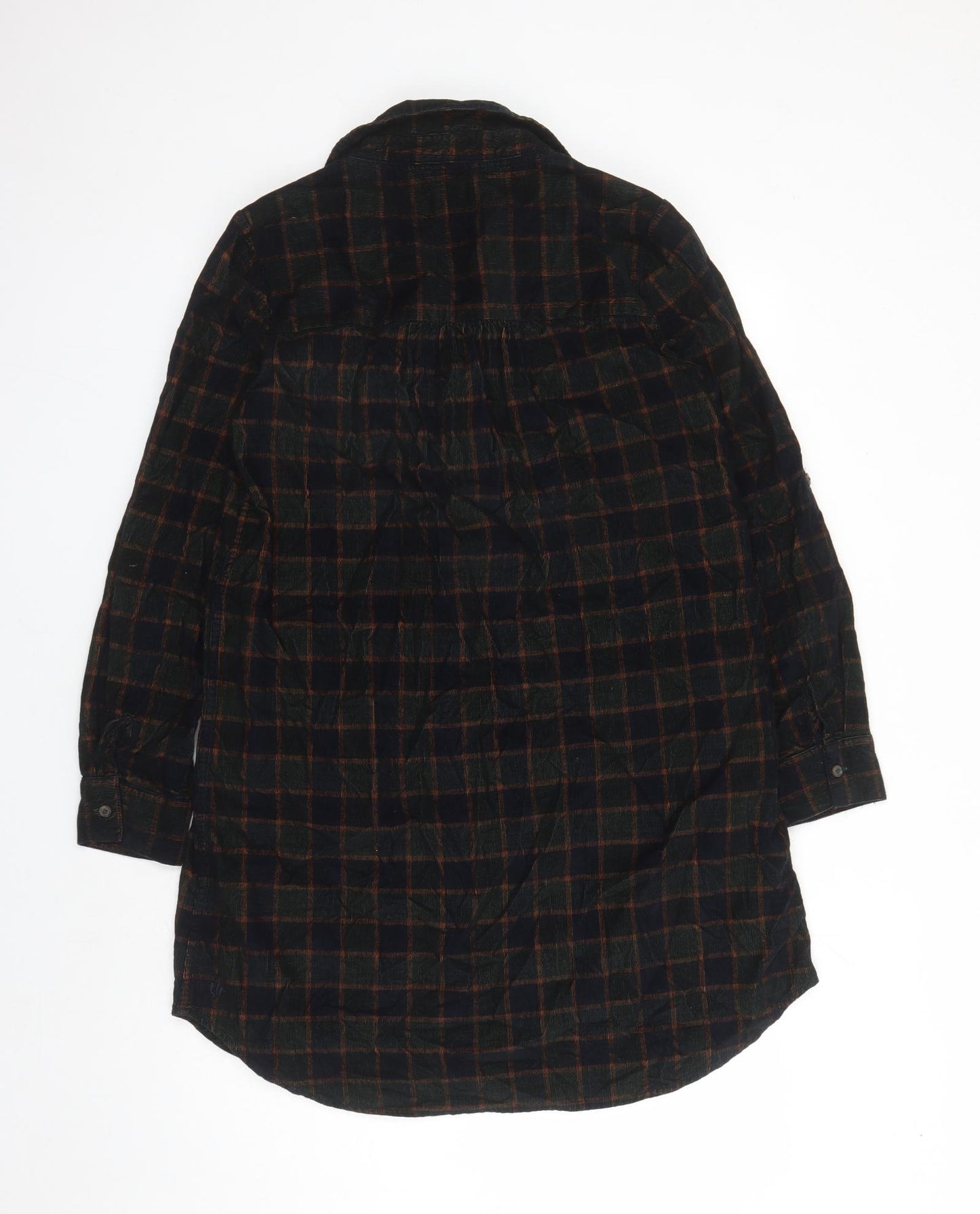 Fat Face Womens Blue Plaid Cotton Shirt Dress Size 12 Collared Button
