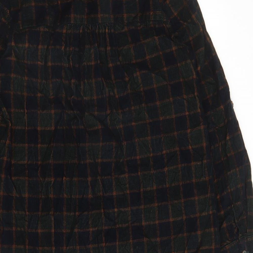 Fat Face Womens Blue Plaid Cotton Shirt Dress Size 12 Collared Button