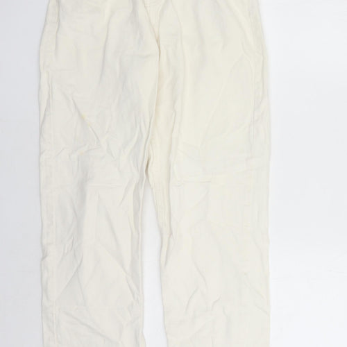 Denim & Co. Womens White Cotton Straight Jeans Size 8 L27 in Regular Zip - Elasticated Waist Pockets