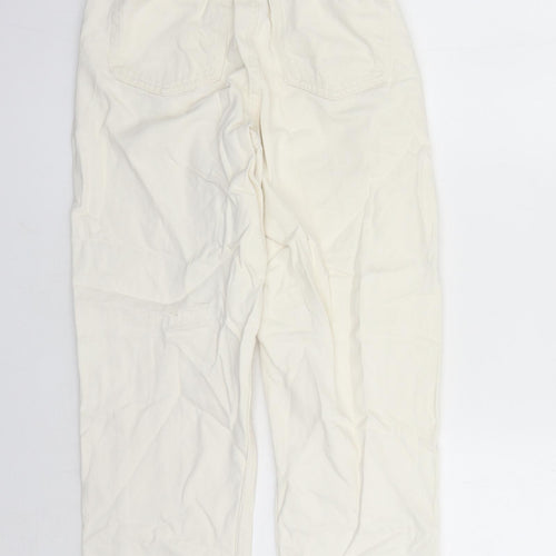 Denim & Co. Womens White Cotton Straight Jeans Size 8 L27 in Regular Zip - Elasticated Waist Pockets