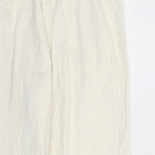 Denim & Co. Womens White Cotton Straight Jeans Size 8 L27 in Regular Zip - Elasticated Waist Pockets