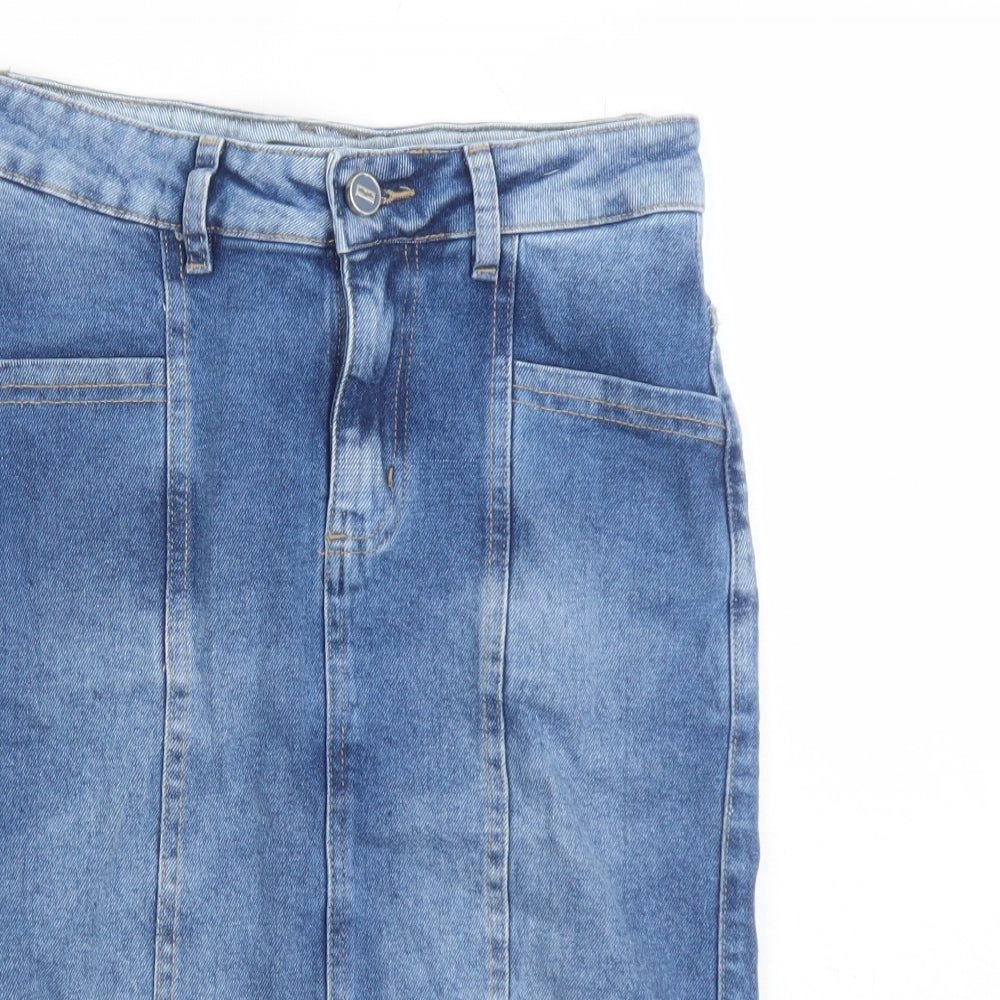 Black Jeans Womens Blue Cotton A-Line Skirt Size 10 Zip - Raw Hems Pockets