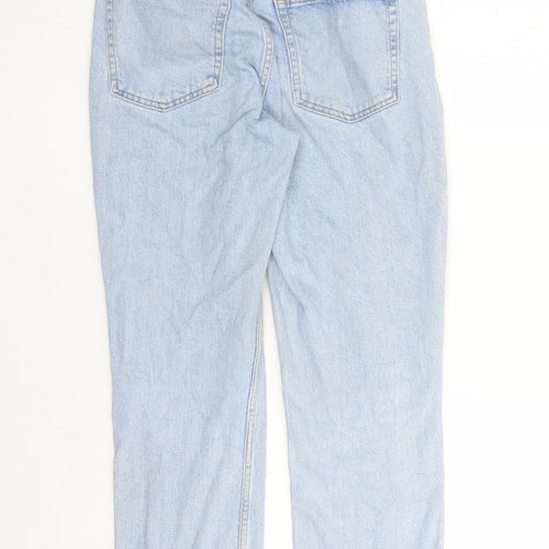Topshop Womens Blue Cotton Straight Jeans Size 30 in L26 in Regular Snap - Raw Hems Pockets