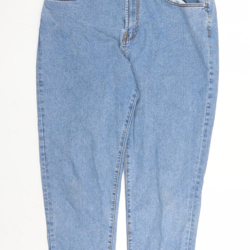 Denim & Co. Womens Blue Cotton Straight Jeans Size 18 L27 in Regular Zip - Pockets