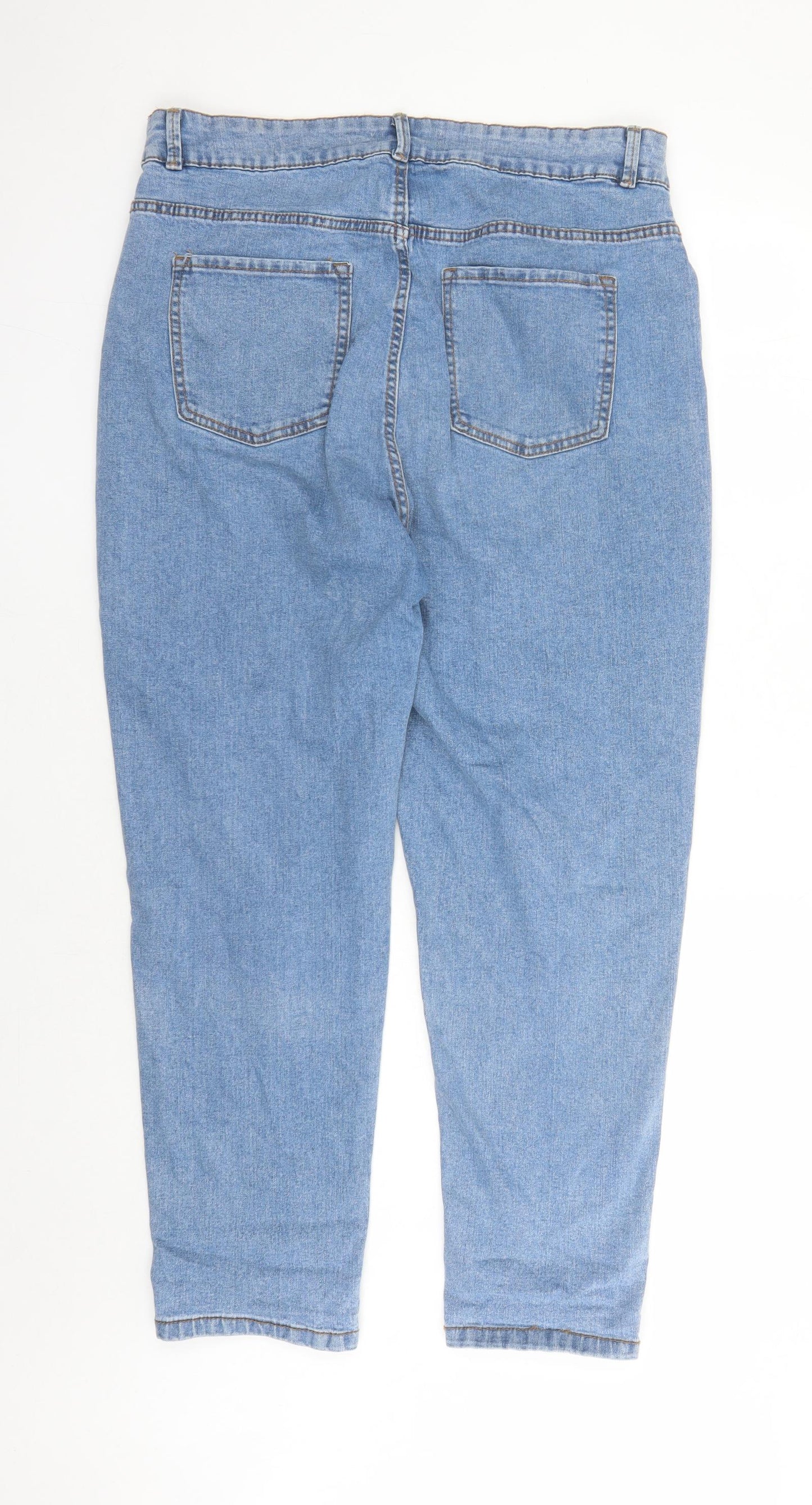 Denim & Co. Womens Blue Cotton Straight Jeans Size 18 L27 in Regular Zip - Pockets