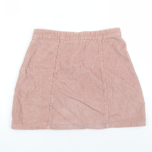 Denim & Co. Womens Pink Cotton Mini Skirt Size 10 Button