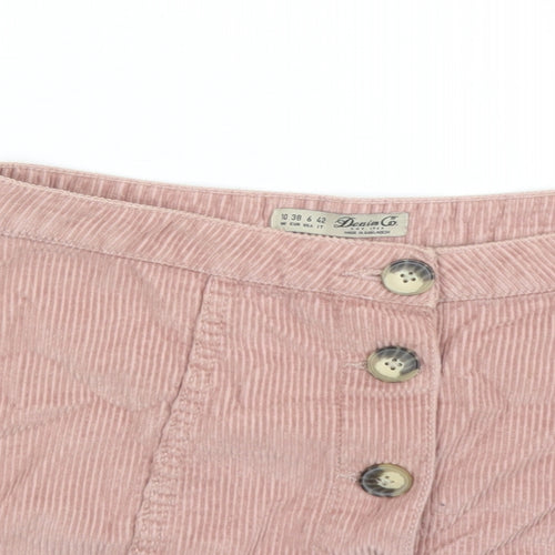 Denim & Co. Womens Pink Cotton Mini Skirt Size 10 Button