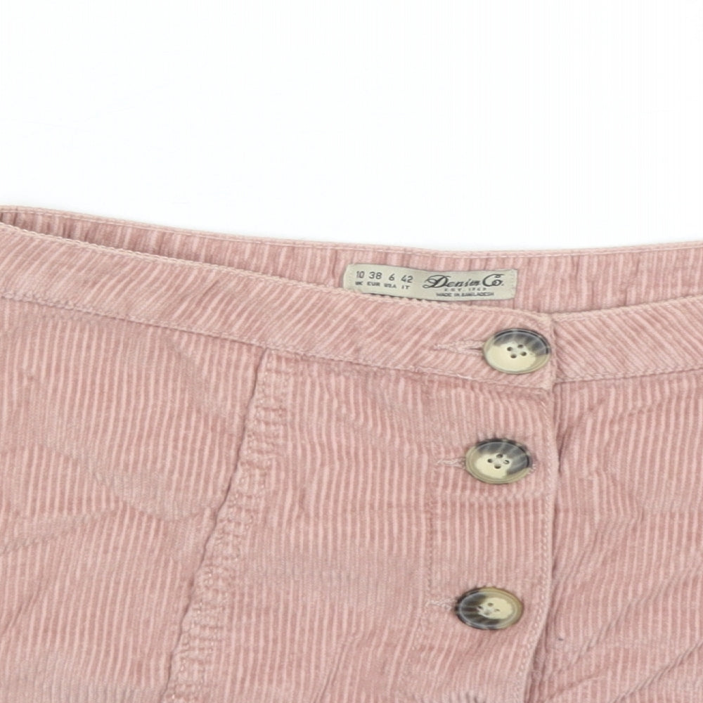 Denim & Co. Womens Pink Cotton Mini Skirt Size 10 Button