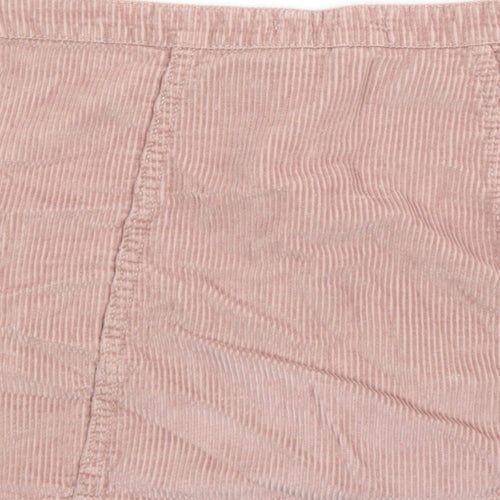 Denim & Co. Womens Pink Cotton Mini Skirt Size 10 Button