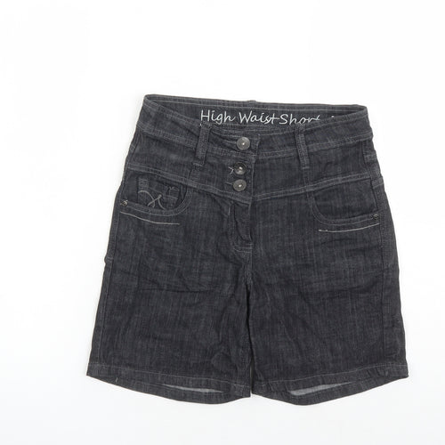 NEXT Womens Blue Cotton Culotte Shorts Size 8 L7 in Regular Zip - High Waisted