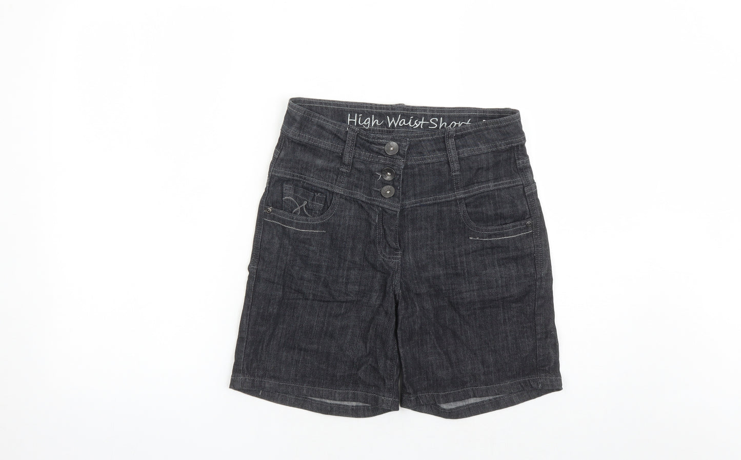 NEXT Womens Blue Cotton Culotte Shorts Size 8 L7 in Regular Zip - High Waisted