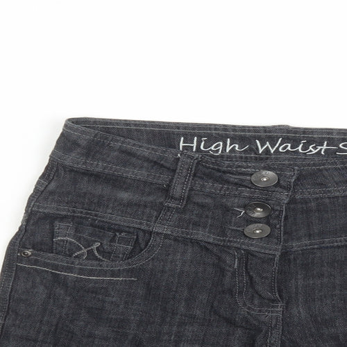 NEXT Womens Blue Cotton Culotte Shorts Size 8 L7 in Regular Zip - High Waisted
