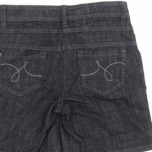 NEXT Womens Blue Cotton Culotte Shorts Size 8 L7 in Regular Zip - High Waisted