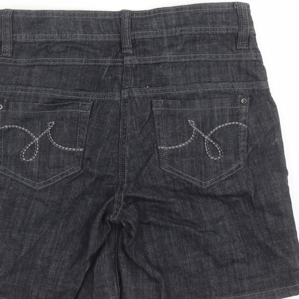 NEXT Womens Blue Cotton Culotte Shorts Size 8 L7 in Regular Zip - High Waisted