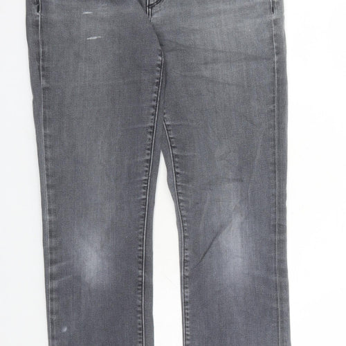 LOFT Womens Grey Cotton Straight Jeans Size 30 in L29 in Regular Zip - Pockets
