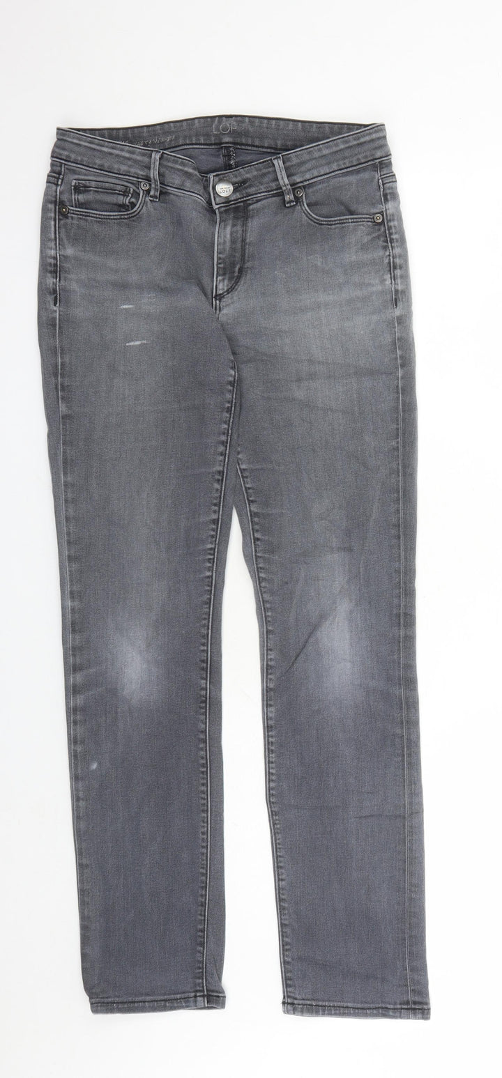LOFT Womens Grey Cotton Straight Jeans Size 30 in L29 in Regular Zip - Pockets