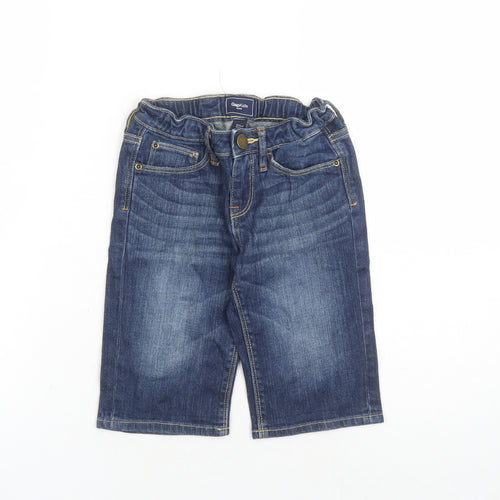 Gap Boys Blue Cotton Biker Shorts Size 8-9 Years L10 in Regular Zip - Elasticated Waist Waist Size 22 Inches Inside Leg 3 Inches