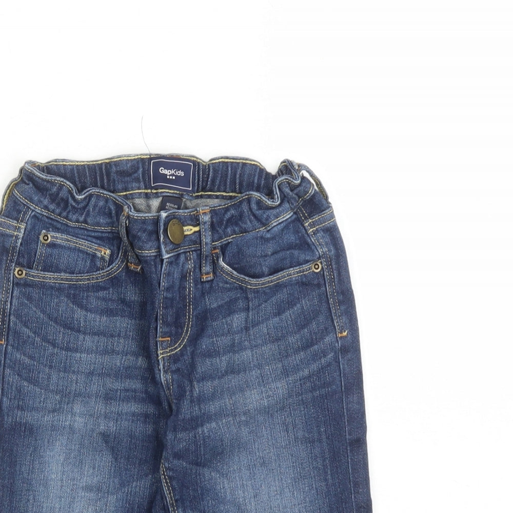 Gap Boys Blue Cotton Biker Shorts Size 8-9 Years L10 in Regular Zip - Elasticated Waist Waist Size 22 Inches Inside Leg 3 Inches