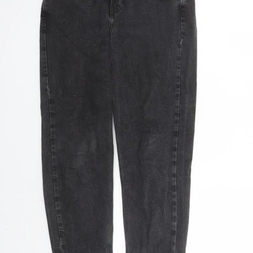Denim & Co. Womens Black Cotton Mom Jeans Size 12 L29 in Regular Zip - Pockets