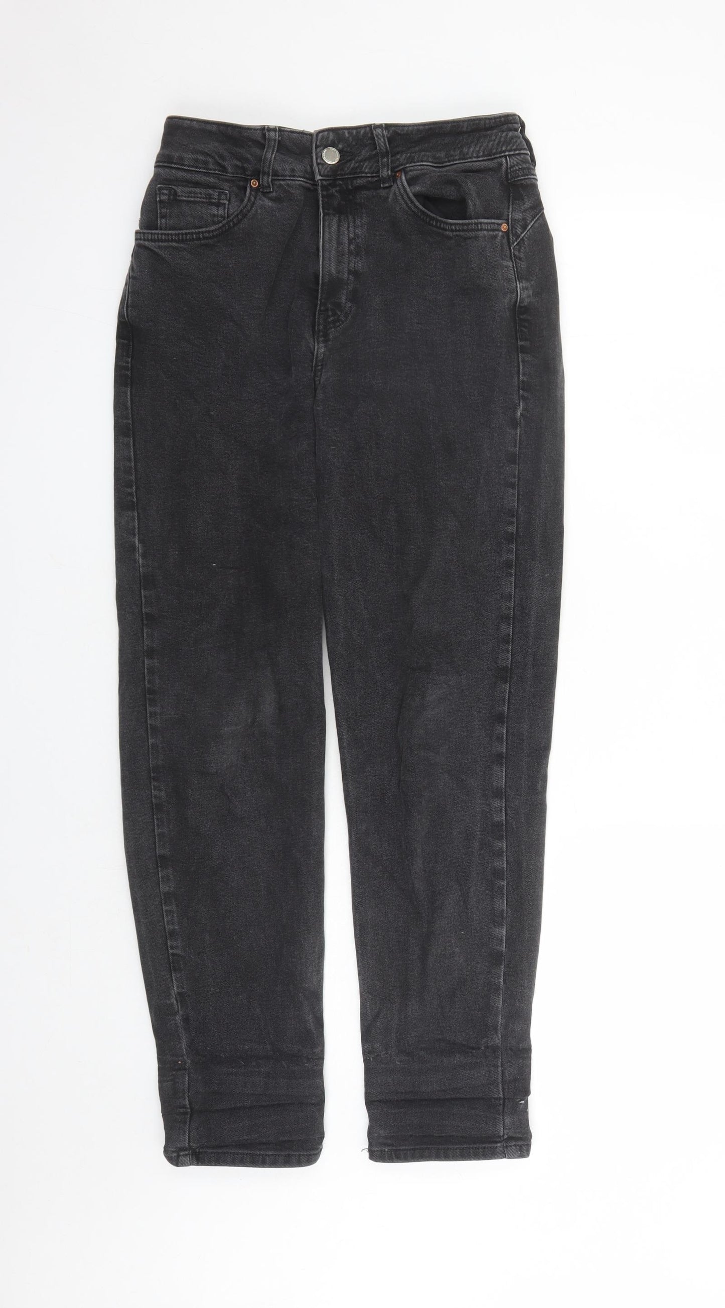 Denim & Co. Womens Black Cotton Mom Jeans Size 12 L29 in Regular Zip - Pockets