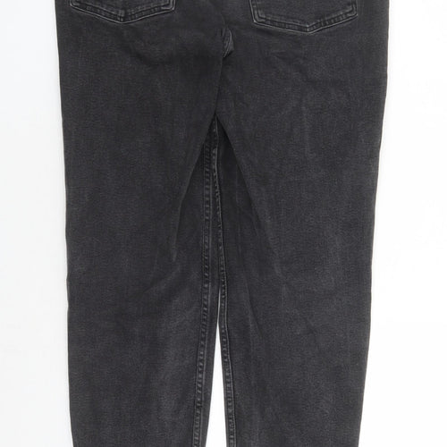 Denim & Co. Womens Black Cotton Mom Jeans Size 12 L29 in Regular Zip - Pockets