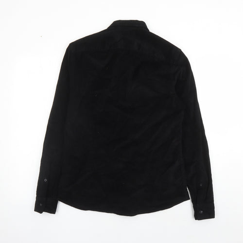 ASOS Mens Black Cotton Button-Up Size M Collared Button