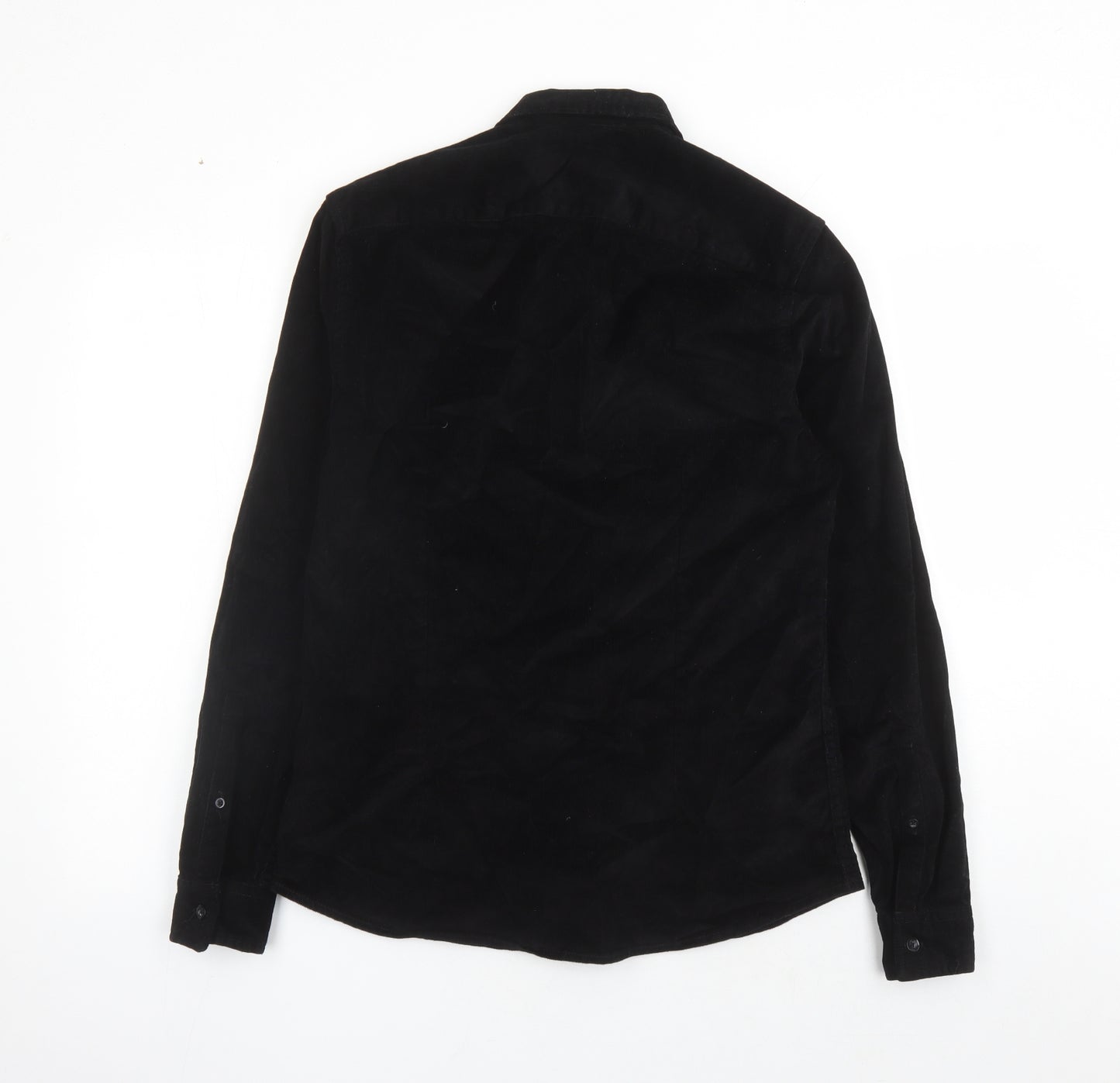 ASOS Mens Black Cotton Button-Up Size M Collared Button