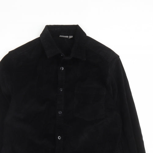 ASOS Mens Black Cotton Button-Up Size M Collared Button