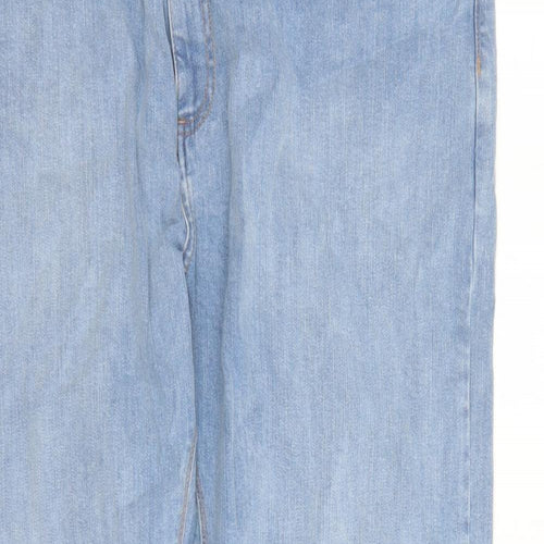 Marks and Spencer Mens Blue Cotton Straight Jeans Size 42 in L33 in Regular Zip - Pockets Long Leg