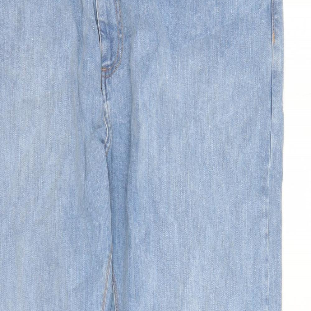 Marks and Spencer Mens Blue Cotton Straight Jeans Size 42 in L33 in Regular Zip - Pockets Long Leg