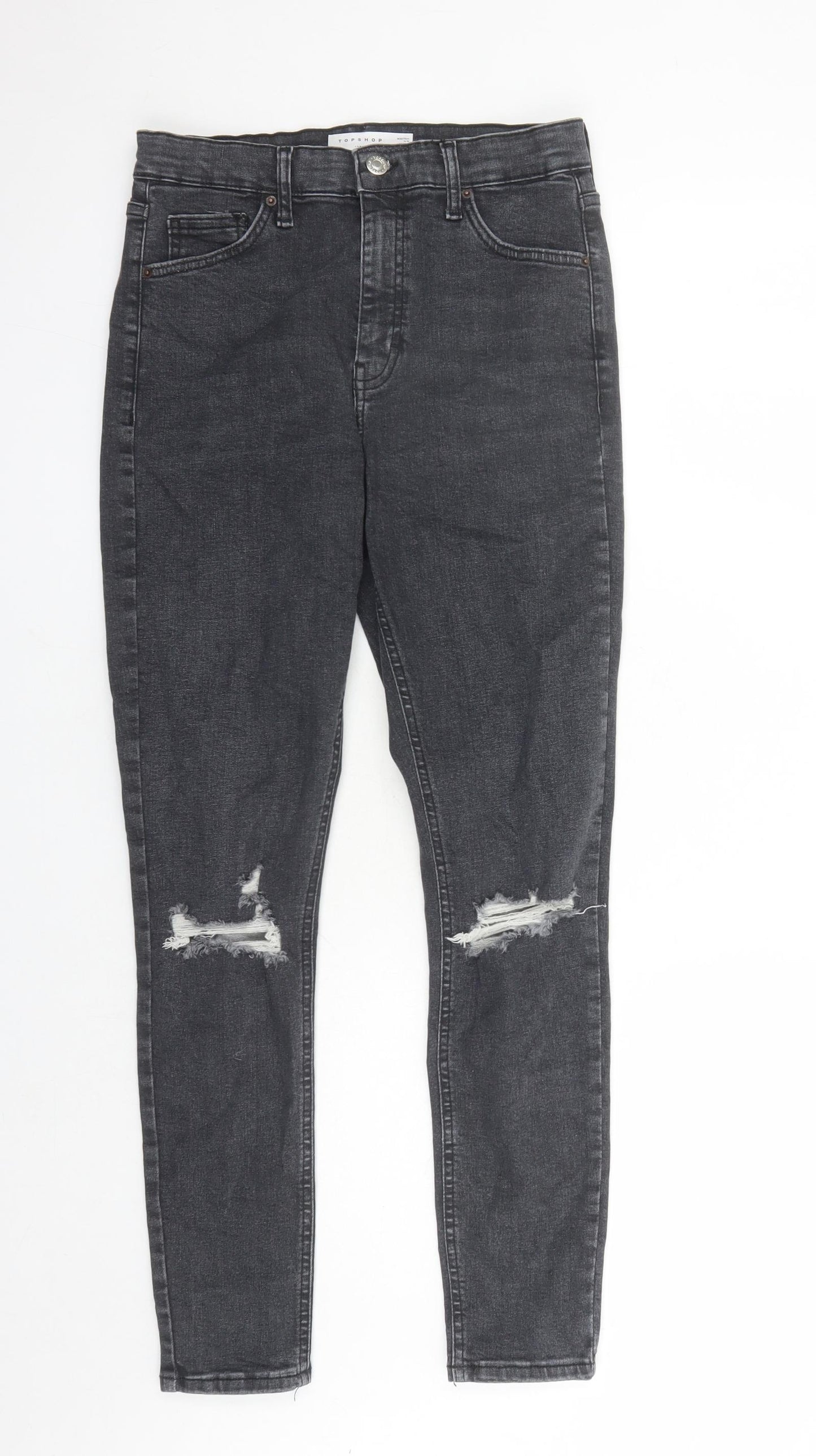 Topshop Womens Black Cotton Skinny Jeans Size 30 in L27 in Regular Zip - Pockets