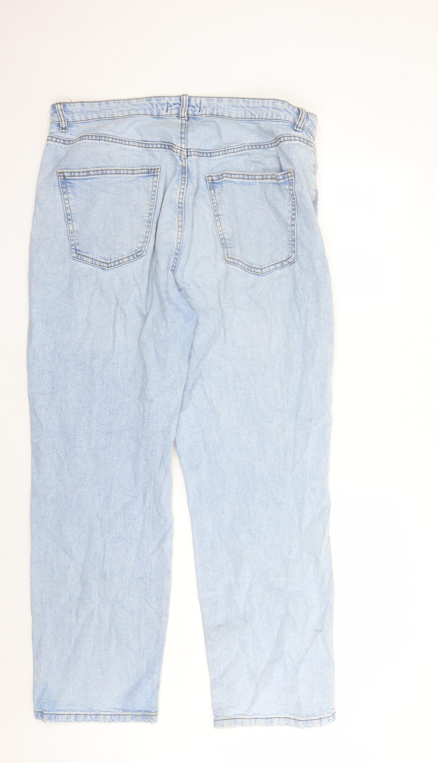 Denim & Co. Womens Blue Cotton Straight Jeans Size 18 L31 in Regular Zip - Pockets