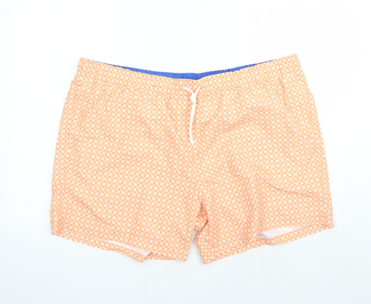 Marks and Spencer Mens Orange Geometric Polyester Sweat Shorts Size 3XL L6 in Regular Drawstring - Elasticated Waist Swim Shorts Pockets