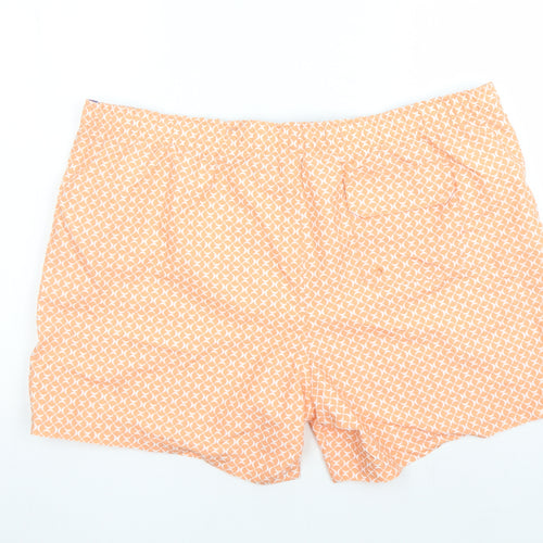 Marks and Spencer Mens Orange Geometric Polyester Sweat Shorts Size 3XL L6 in Regular Drawstring - Elasticated Waist Swim Shorts Pockets