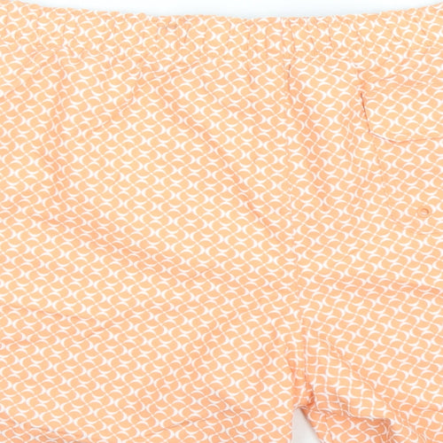 Marks and Spencer Mens Orange Geometric Polyester Sweat Shorts Size 3XL L6 in Regular Drawstring - Elasticated Waist Swim Shorts Pockets