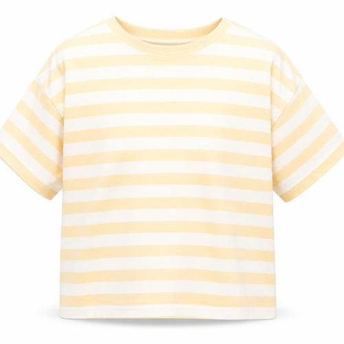 Marks and Spencer Girls Orange Striped Cotton Basic T-Shirt Size 9-10 Years Crew Neck Pullover