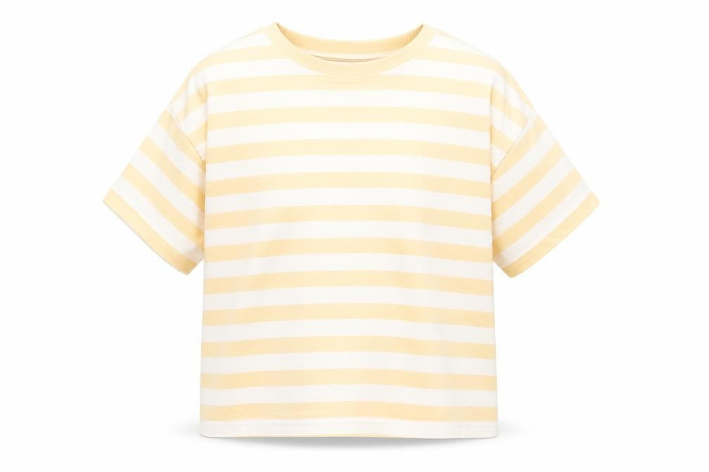Marks and Spencer Girls Orange Striped Cotton Basic T-Shirt Size 9-10 Years Crew Neck Pullover