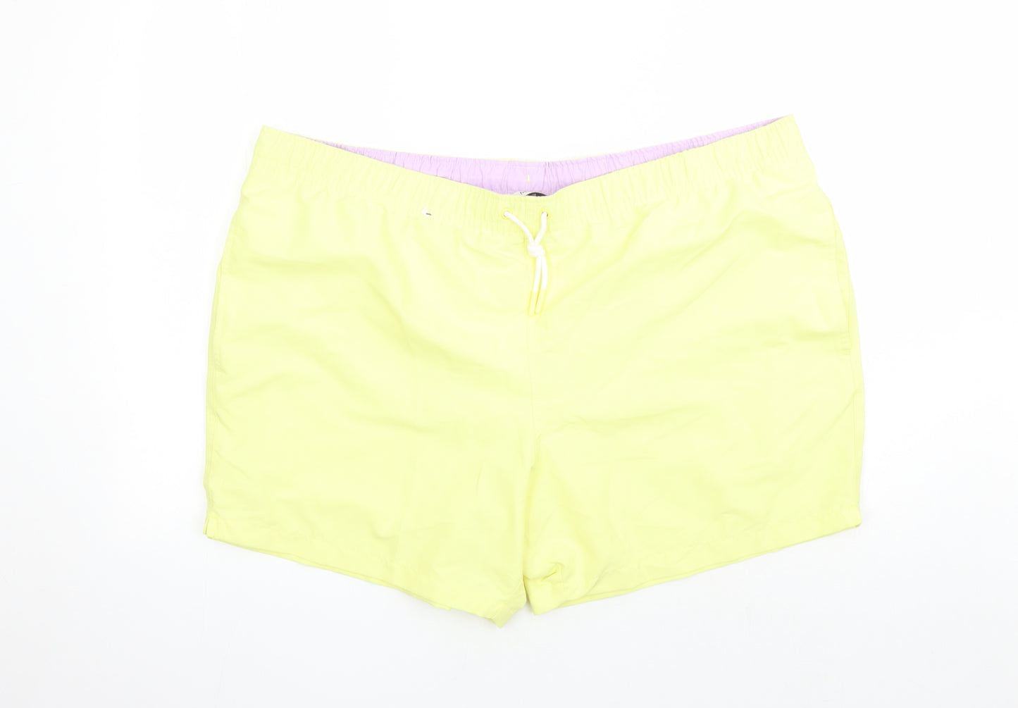 Marks and Spencer Mens Yellow Polyester Sweat Shorts Size 3XL L6 in Regular Drawstring - Elasticated Waist Swim Shorts Pockets